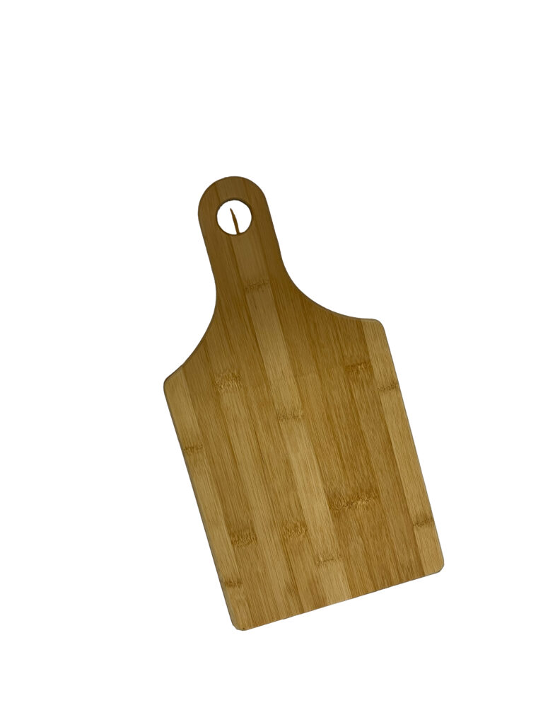 Bamboo serving board with long handle for appetizer display