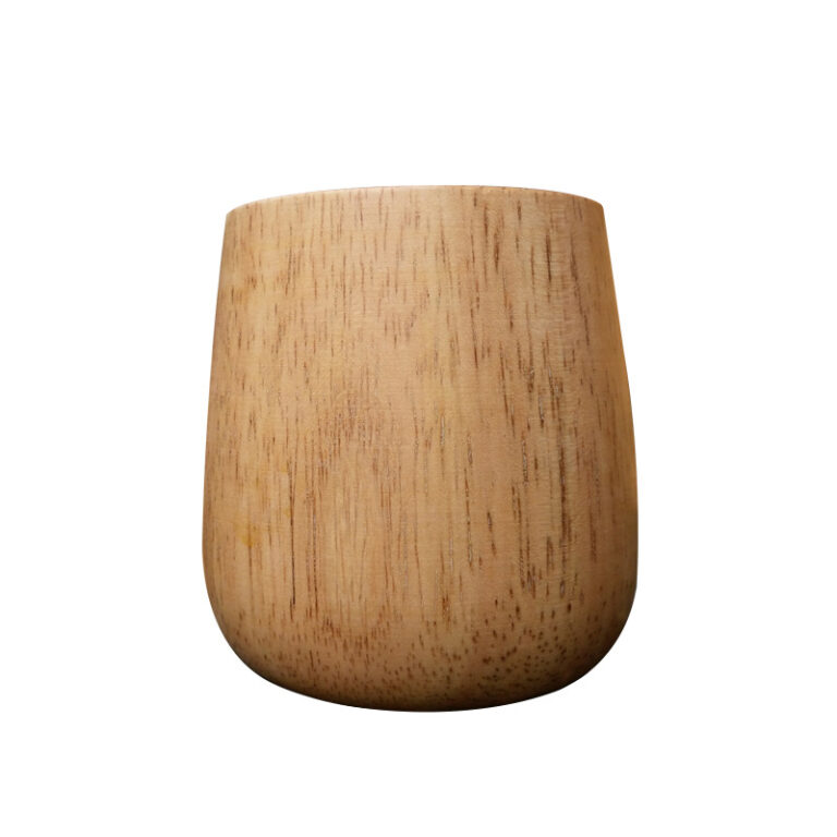 Natural rubberwood drinking cup with smooth finish and wood grain