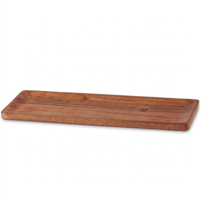 Rain tree wood rectangular serving tray with smooth finish and natural deep grain
