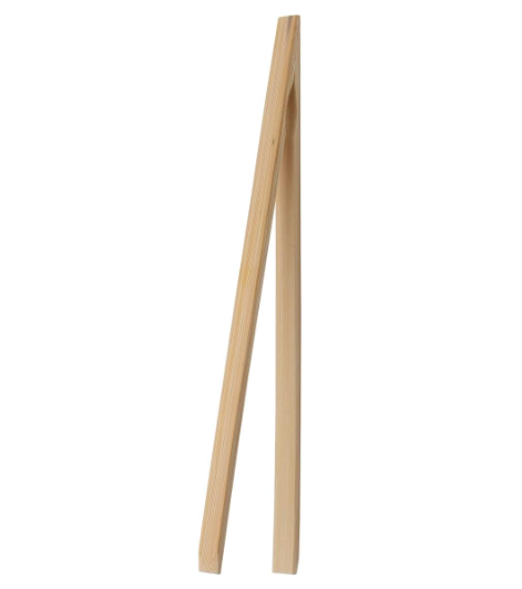 Bamboo kitchen tongs with natural grain and minimalist design