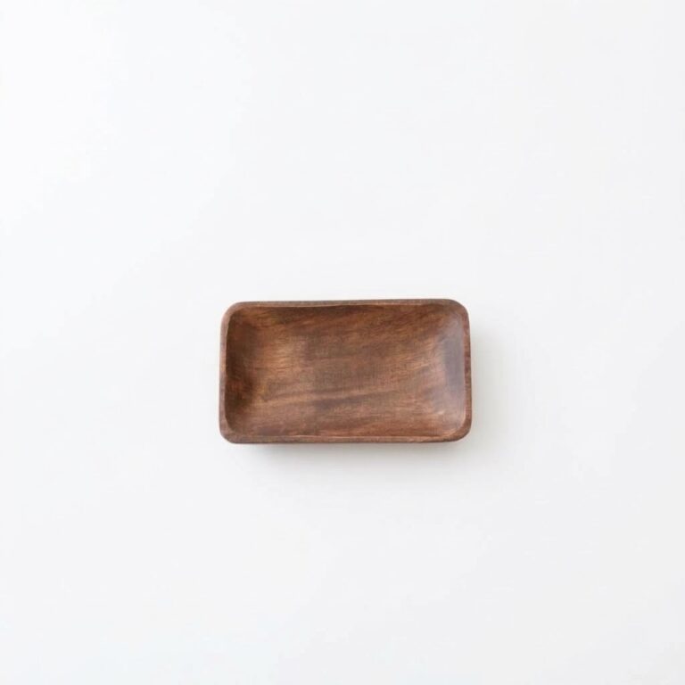 Acacia wood rectangular serving tray with smooth finish and natural deep grain