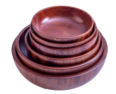 Nested ebony wood serving bowl set with rich dark grain and smooth finish